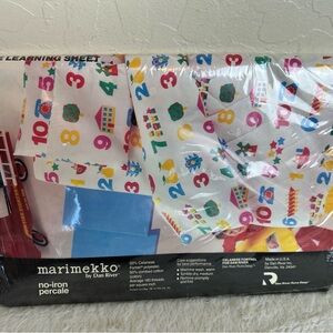 Marimekko by Dan River No-Iron Percale twin flat Sheet -Multicolor Numbers Print